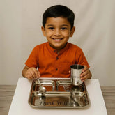 3 Partition Square Plate - Customized thali set for Kids
